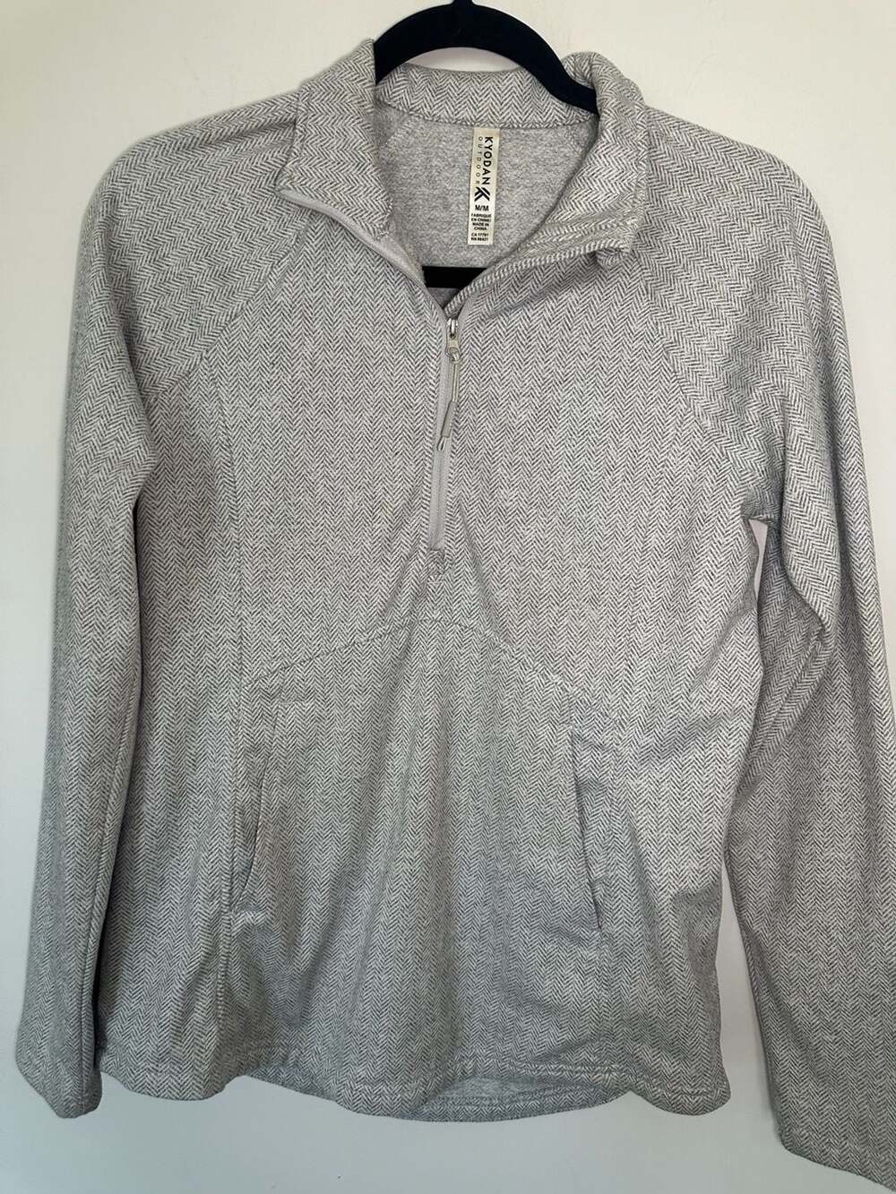 Kyodan Outdoor Half Zip Pullover Size M Gray Herringbone Long Sleeve